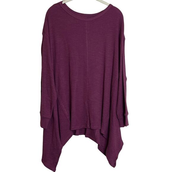 Westbound Women Thermal Knit Tunic Top XL Raspberry Long Sleeve Asymmetrical Hem - Picture 1 of 5